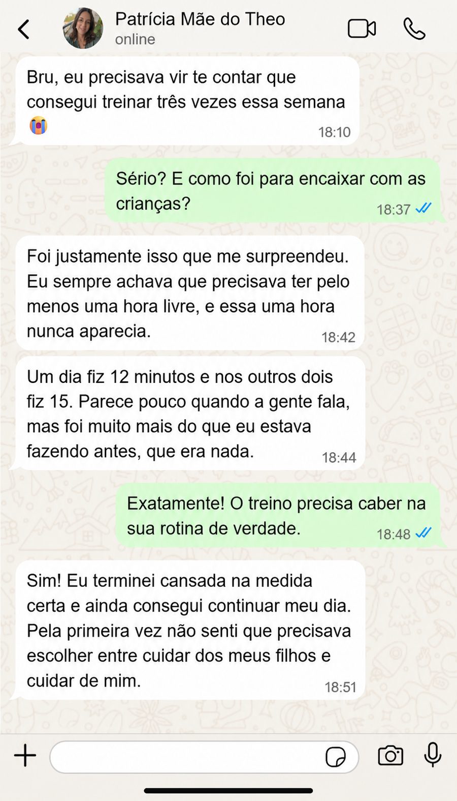 Captura da conversa no WhatsApp com Patrícia
