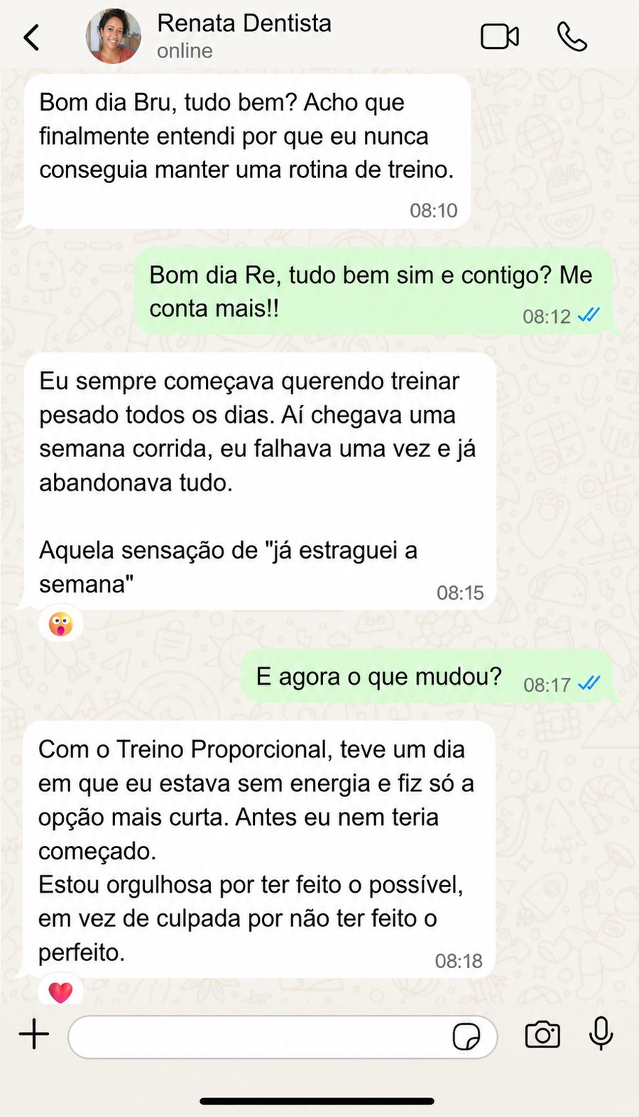 Captura da conversa no WhatsApp com Renata